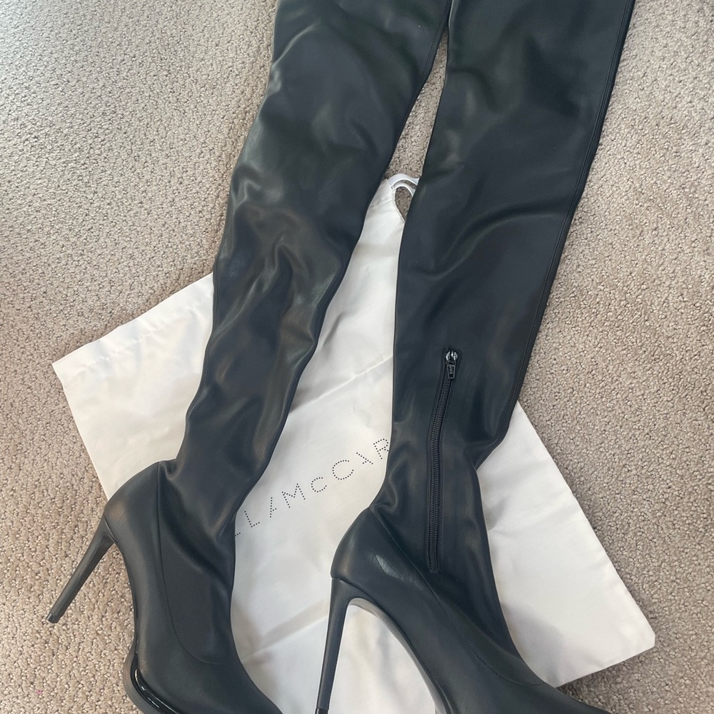 New! Stella McCartney Black Over the Knee Boots with Stiletto Heel